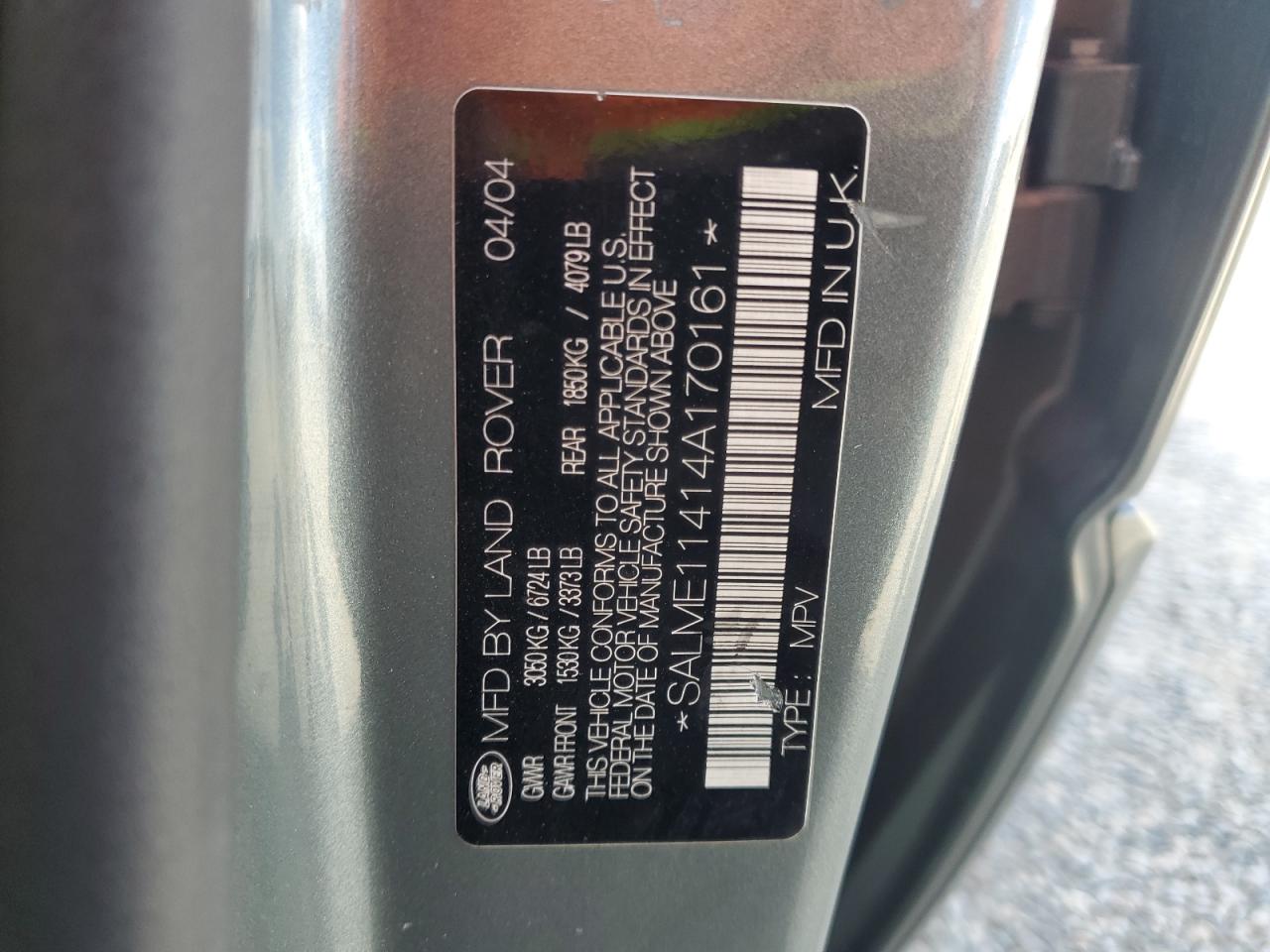 Lot #3235972177 2004 LAND ROVER RANGE ROVE