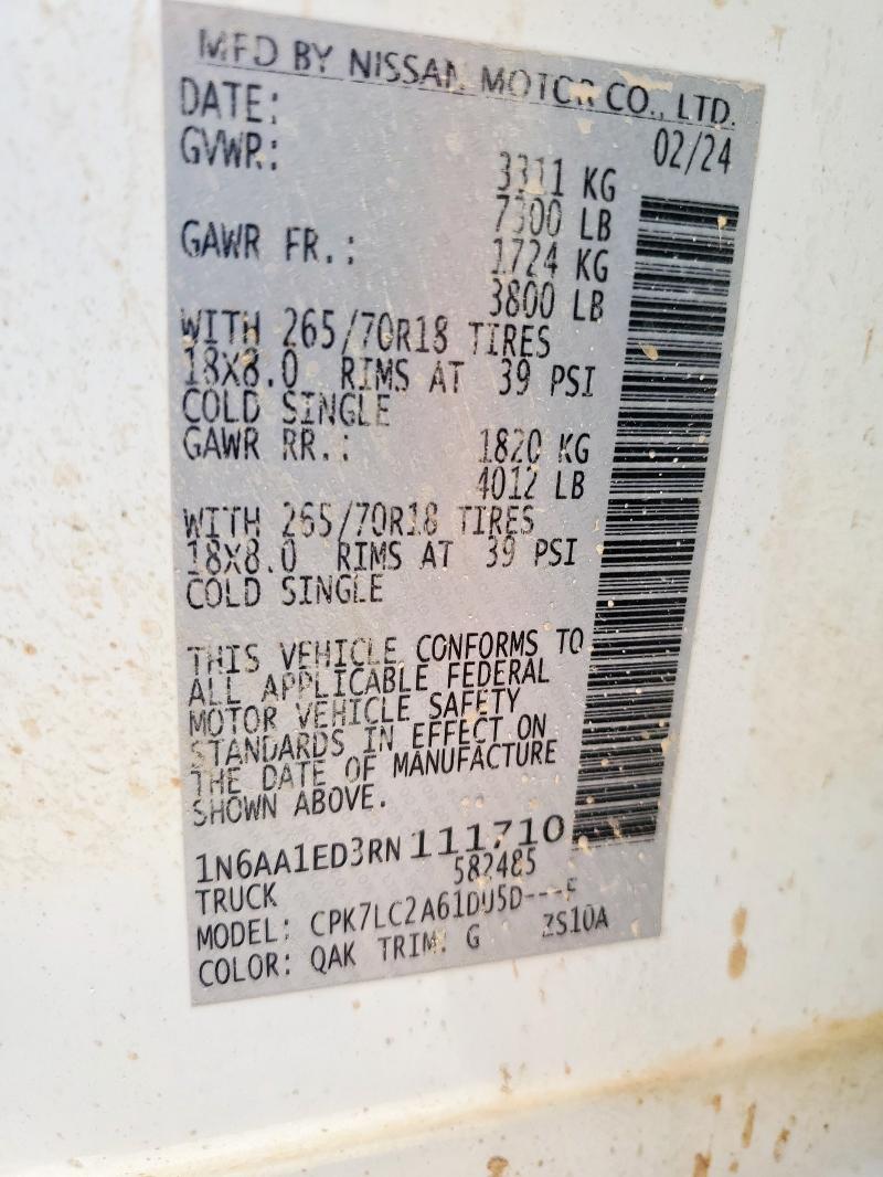 2024 NISSAN TITAN PRO-4X 1N6AA1ED3RN111710