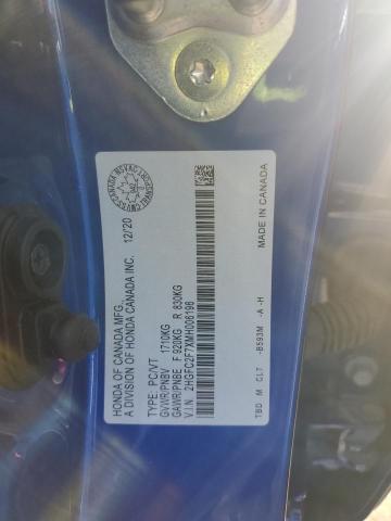 2021 HONDA CIVIC EX - 2HGFC2F7XMH006196