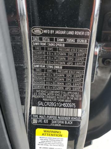 2016 LAND ROVER DISCOVERY SALCR2BG1GH600975