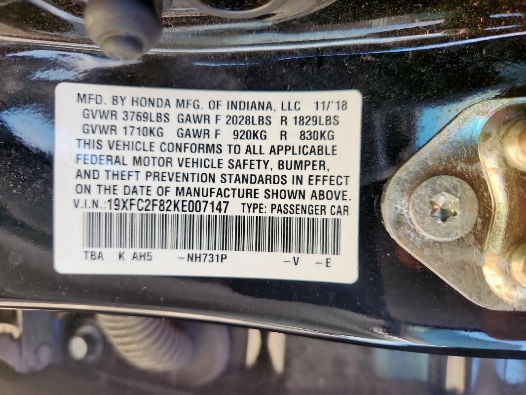 2019 HONDA CIVIC SPORT - 19XFC2F82KE007147