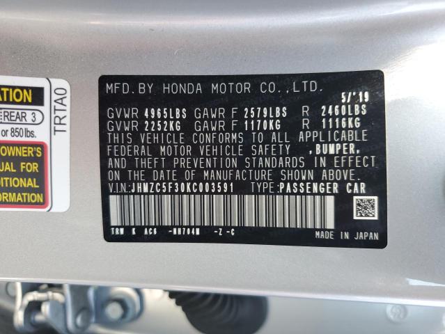 2019 HONDA CLARITY TO JHMZC5F30KC003591