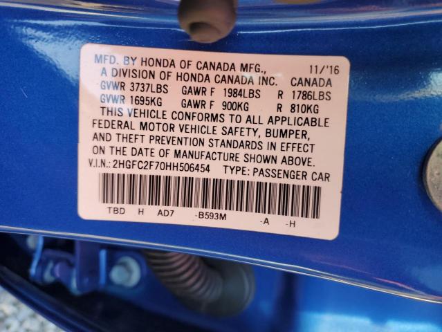 2017 HONDA CIVIC EX - 2HGFC2F70HH506454