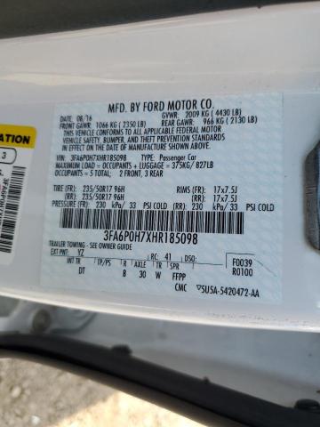2017 FORD FUSION SE FWD 3FA6P0H7XHR185098