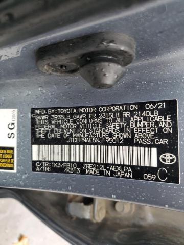 2022 TOYOTA COROLLA LE JTDEPMAE8NJ195012