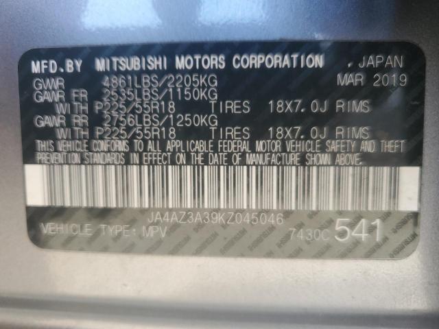 2019 MITSUBISHI OUTLANDER JA4AZ3A39KZ045046