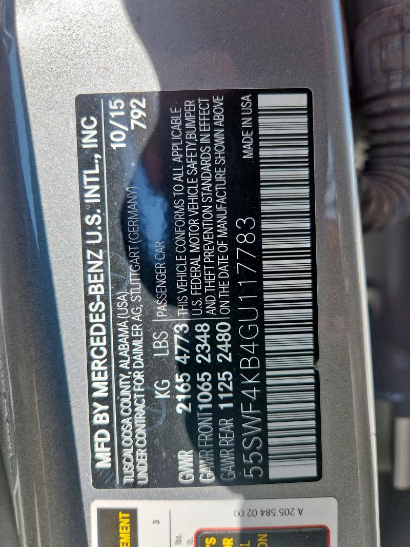 2016 MERCEDES-BENZ C 300 4MAT 55SWF4KB4GU117783