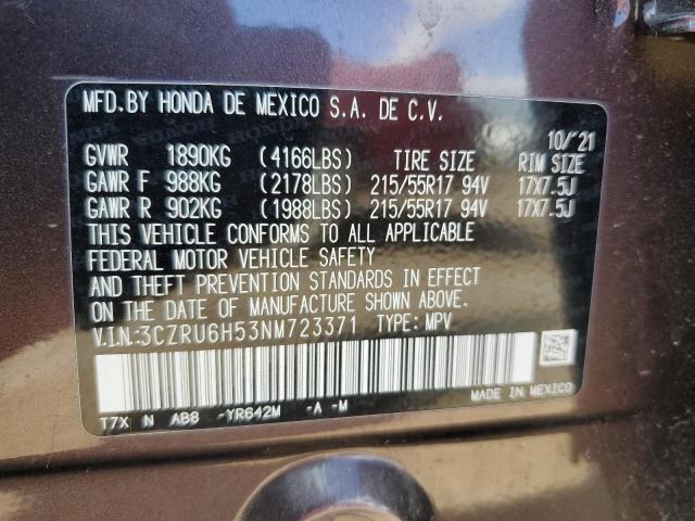 2022 HONDA HR-V EX 3CZRU6H53NM723371