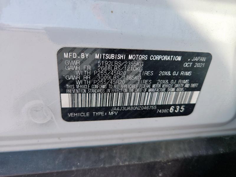 2022 MITSUBISHI OUTLANDER JA4J3UA80NZ046755