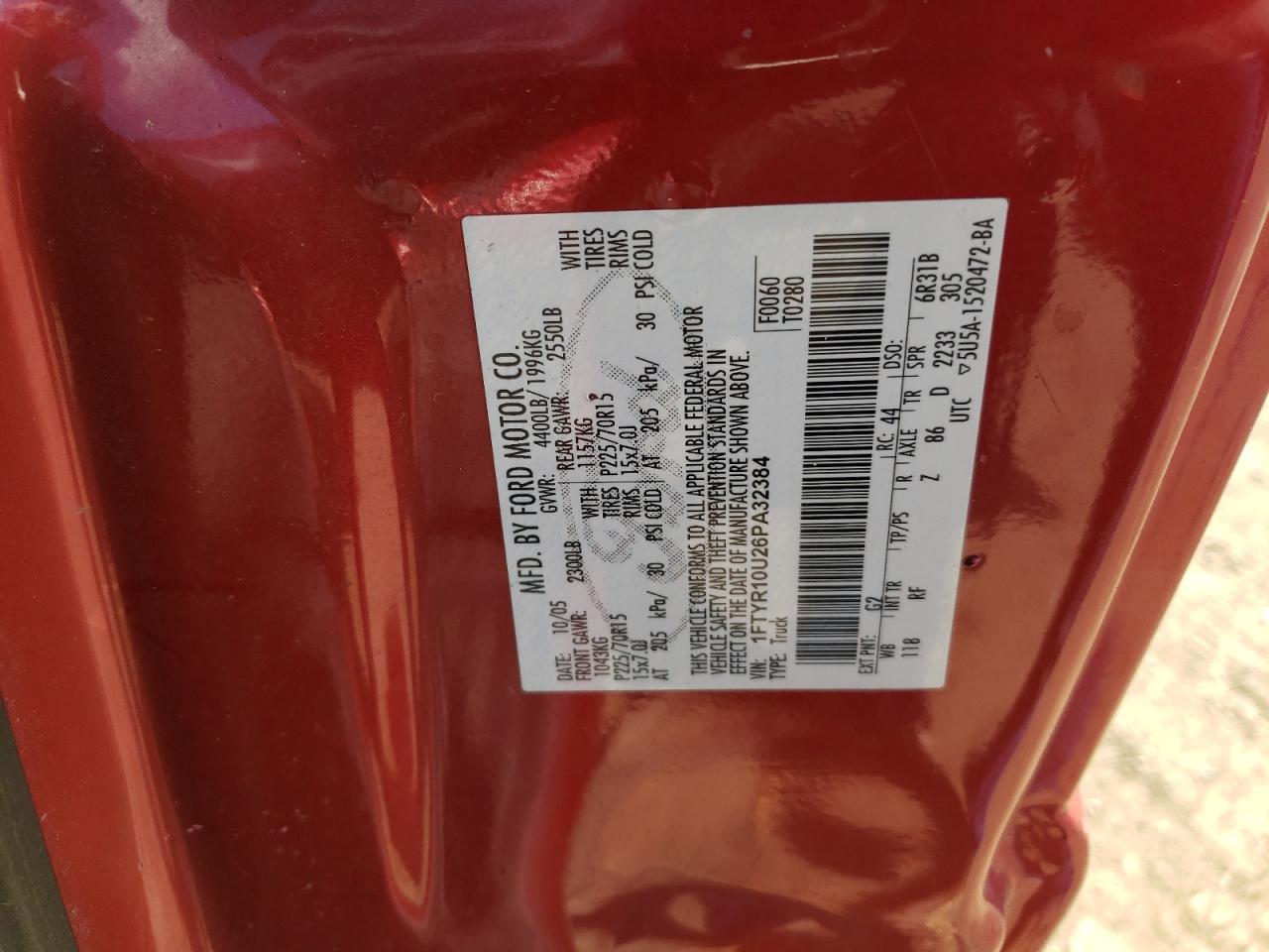 Lot #3257165253 2006 FORD RANGER