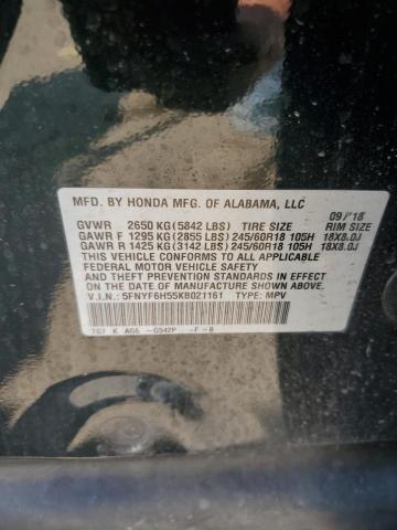 2019 HONDA PILOT EXL 5FNYF6H55KB021161