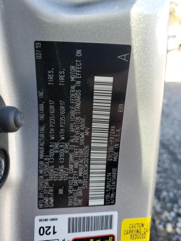 2019 TOYOTA SIENNA XLE 5TDYZ3DC5KS010926