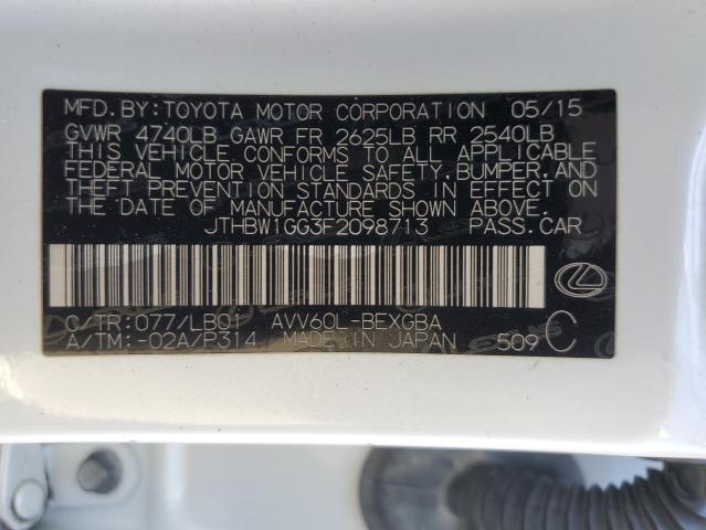 2015 LEXUS ES 300H JTHBW1GG3F2098713