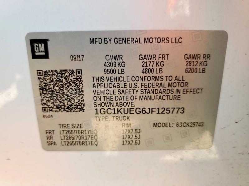 2018 CHEVROLET SILVERADO - 1GC1KUEG6JF125773