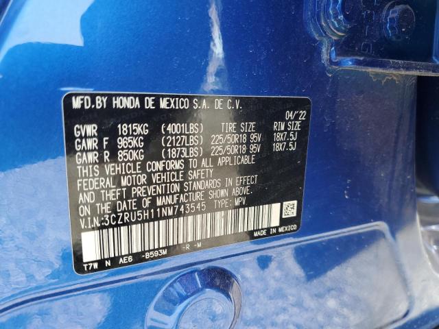 2022 HONDA HR-V SPORT 3CZRU5H11NM743545