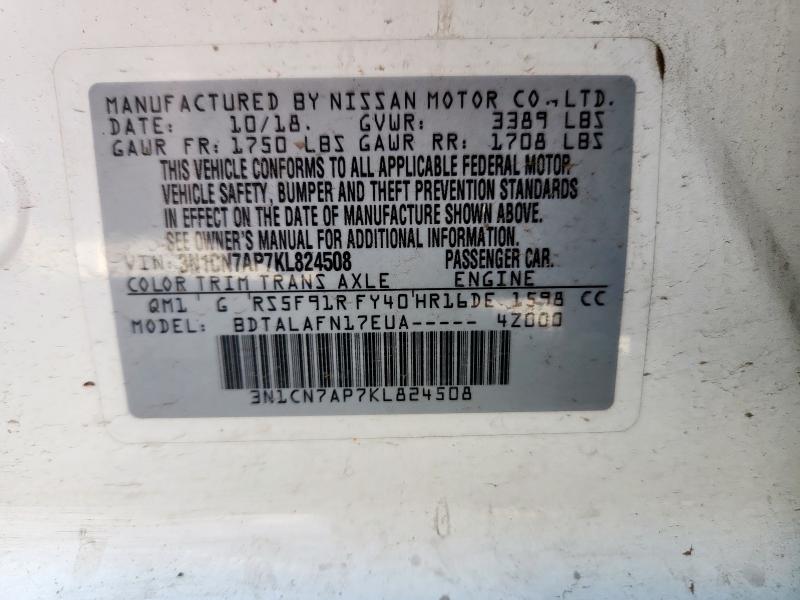 2019 NISSAN VERSA S - 3N1CN7AP7KL824508