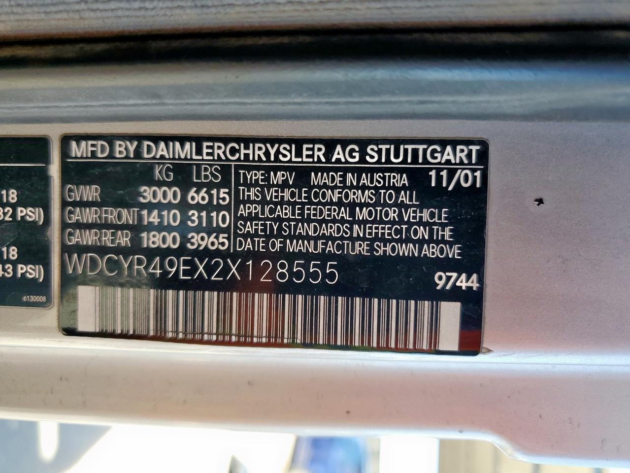 Lot #3240004514 2002 MERCEDES-BENZ G 500