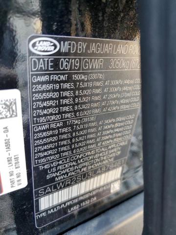 2020 LAND ROVER RANGE ROVE - SALWR2SU3LA878461
