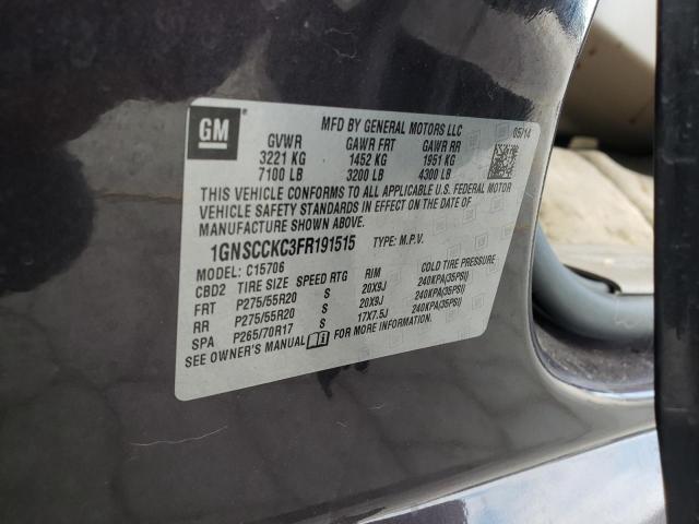 2015 CHEVROLET TAHOE C150 1GNSCCKC3FR191515