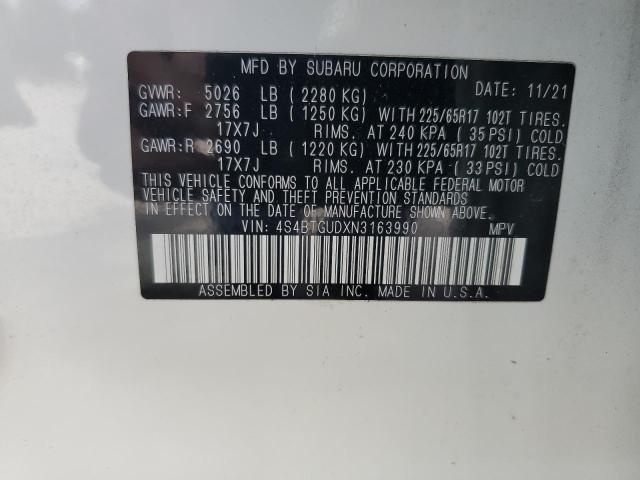 2022 SUBARU OUTBACK WI 4S4BTGUDXN3163990