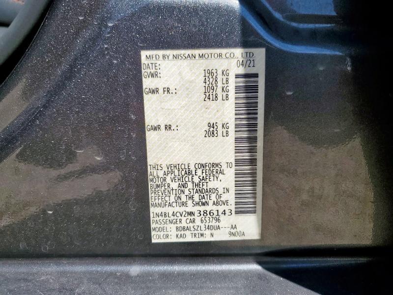 2021 NISSAN ALTIMA SR 1N4BL4CV2MN386143