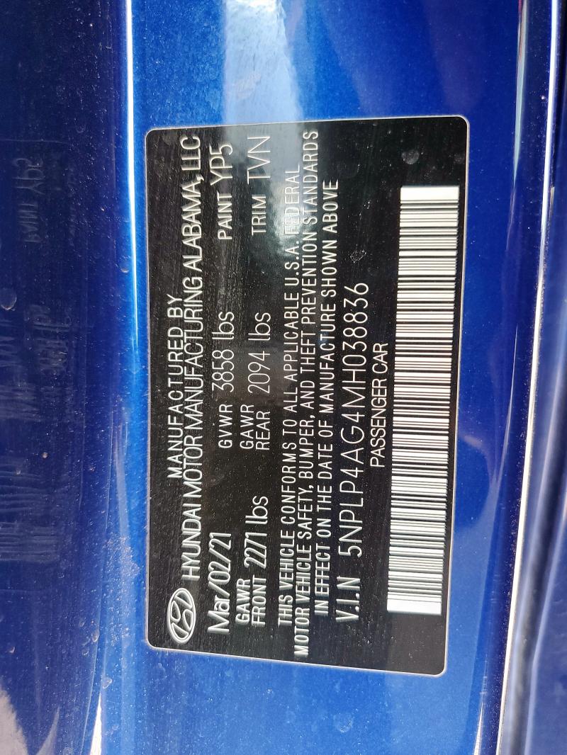 2021 HYUNDAI ELANTRA LI 5NPLP4AG4MH038836