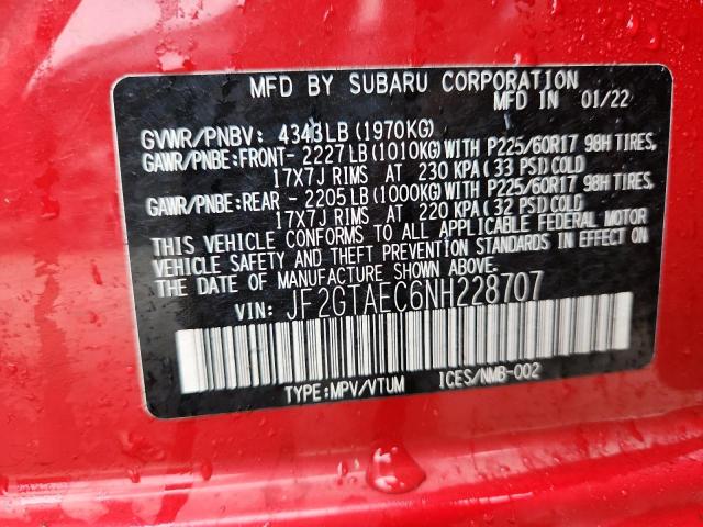 2022 SUBARU CROSSTREK JF2GTAEC6NH228707