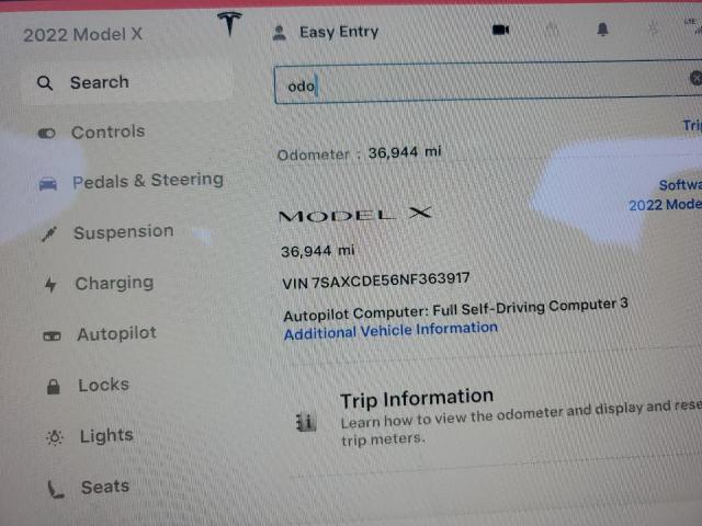 2022 TESLA MODEL X 7SAXCDE56NF363917