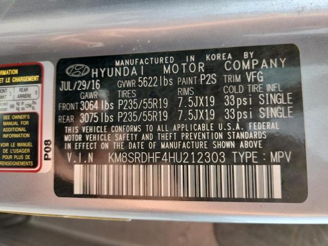 2017 HYUNDAI SANTA FE S KM8SRDHF4HU212303