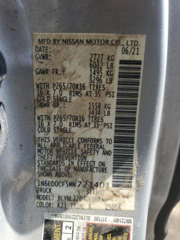 2021 NISSAN FRONTIER S 1N6ED0CF5MN721401