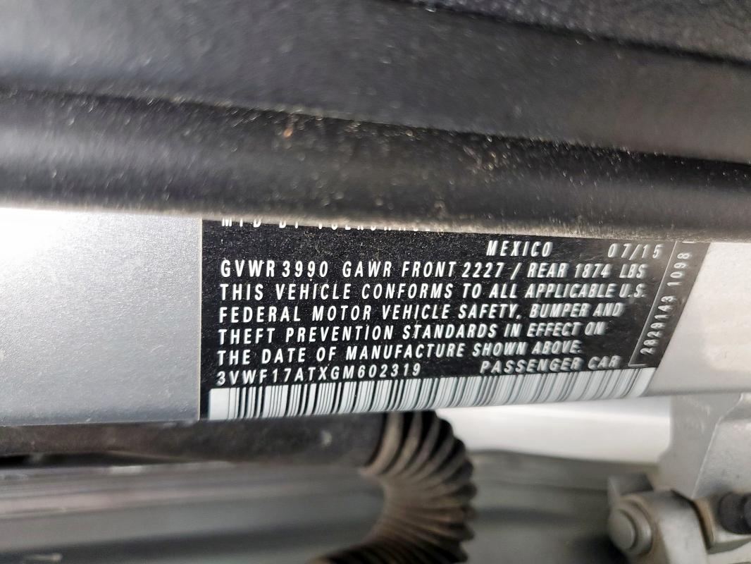 2016 VOLKSWAGEN BEETLE 1.8 3VWF17ATXGM602319