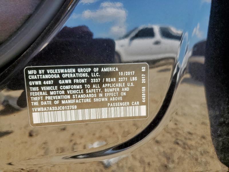 2018 VOLKSWAGEN PASSAT SE 1VWBA7A33JC012759