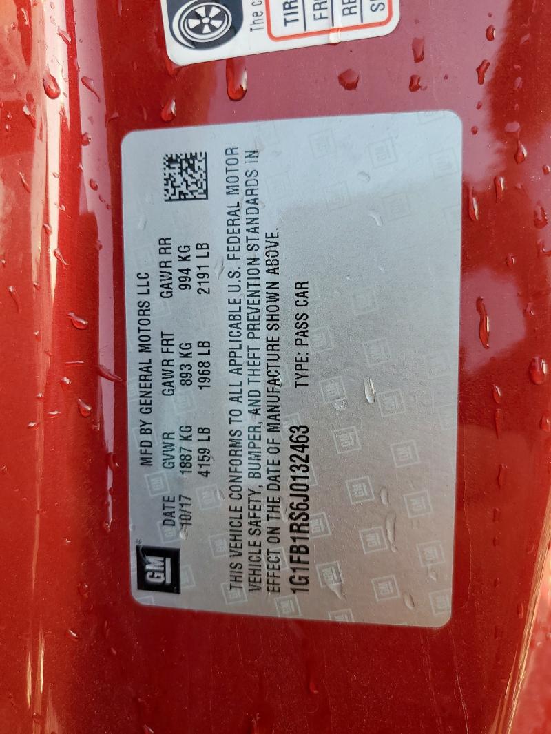 2018 CHEVROLET CAMARO LT 1G1FB1RS6J0132463