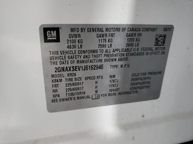 2018 CHEVROLET EQUINOX LT 2GNAXSEV1J6162946