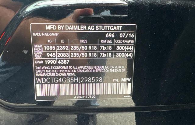 2017 MERCEDES-BENZ GLA 250 4M WDCTG4GB5HJ298598