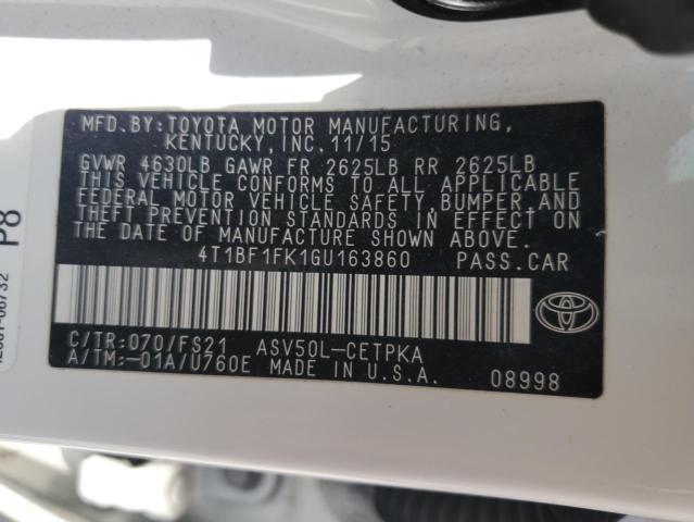 2016 TOYOTA CAMRY LE 4T1BF1FK1GU163860