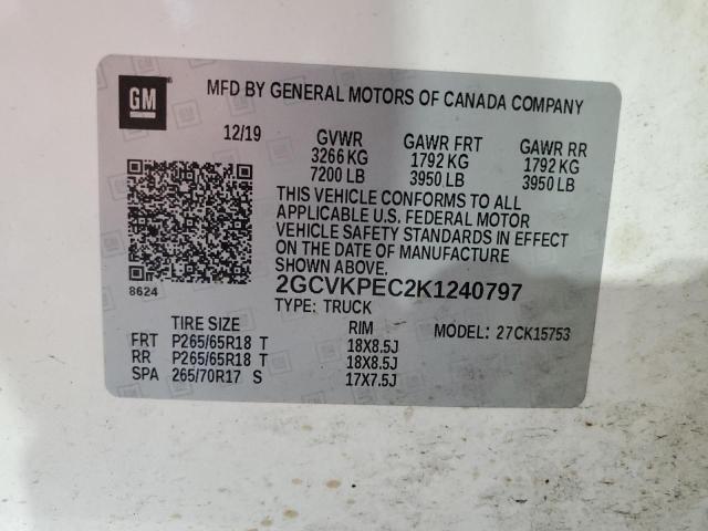 2019 CHEVROLET SILVERADO LD K1500 LT 2GCVKPEC2K1240797