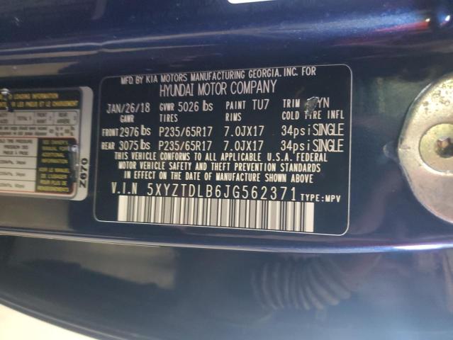 2018 HYUNDAI SANTA FE S 5XYZTDLB6JG562371