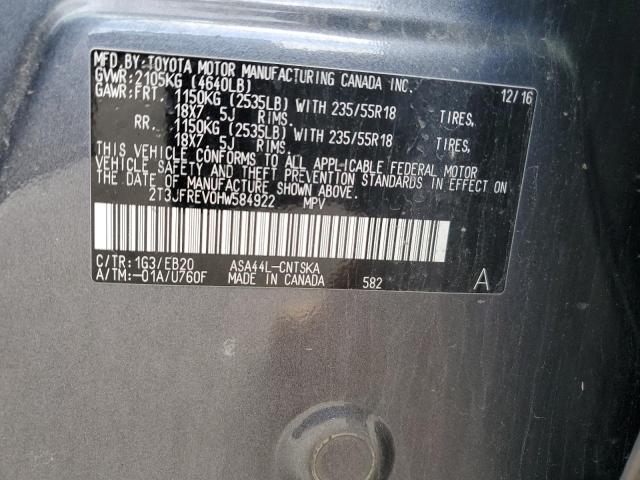 2017 TOYOTA RAV4 SE 2T3JFREV0HW584922