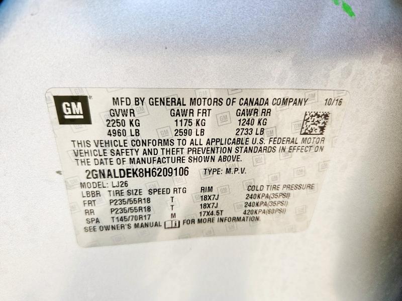 2017 CHEVROLET EQUINOX PR - 2GNALDEK8H6209106