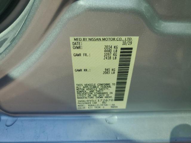 2020 NISSAN ALTIMA PLA 1N4AL4FV5LC172670
