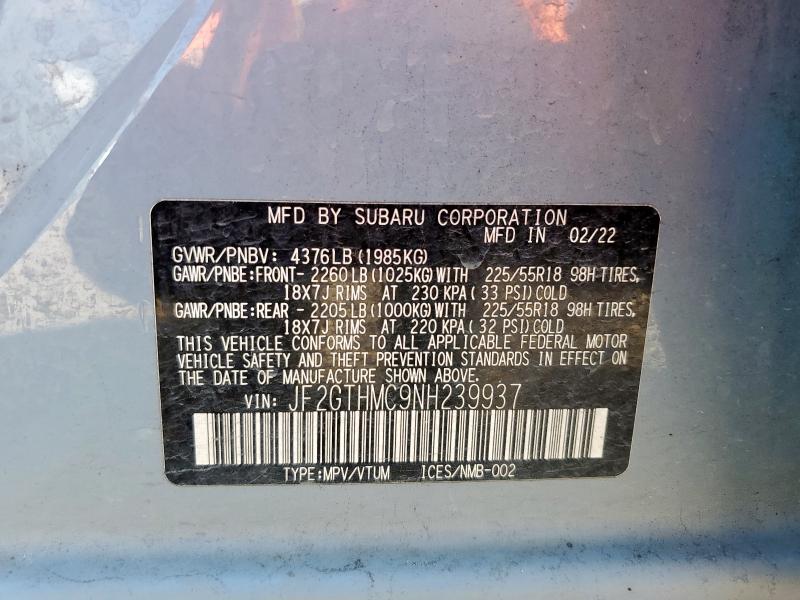 2022 SUBARU CROSSTREK - JF2GTHMC9NH239937