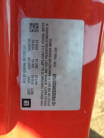 2017 CHEVROLET CAMARO LT 1G1FB3DS3H0207620