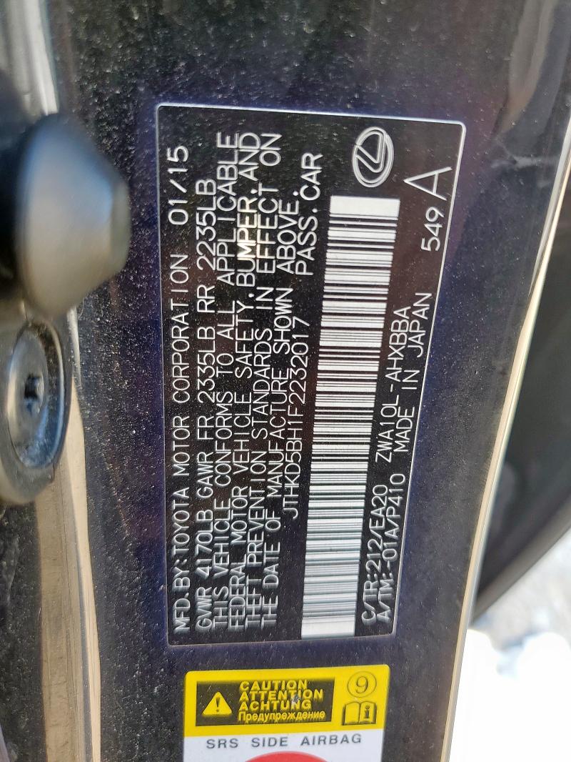 2015 LEXUS CT 200 JTHKD5BH1F2232017