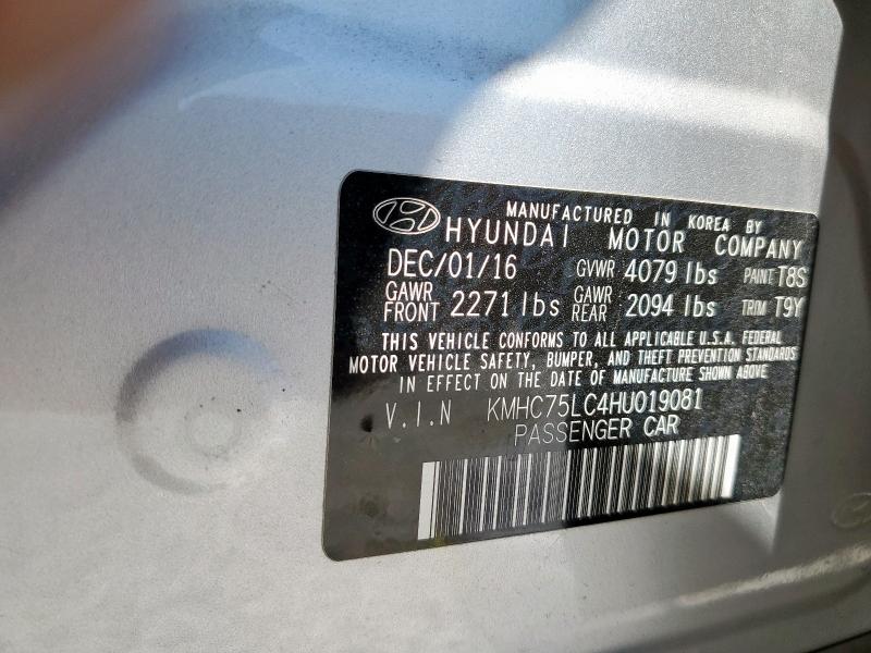 2017 HYUNDAI IONIQ SEL KMHC75LC4HU019081