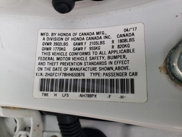 2017 HONDA CIVIC EXL 2HGFC1F78HH650876