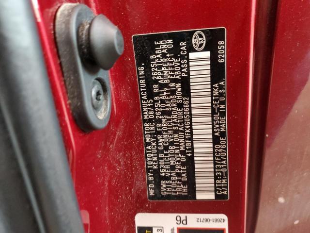 2016 TOYOTA CAMRY LE 4T1BF1FK4GU506662