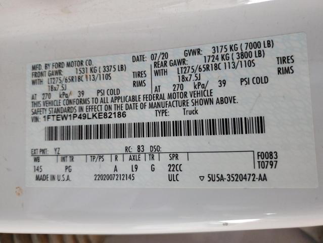 2020 FORD F150 POLIC 1FTEW1P49LKE82186