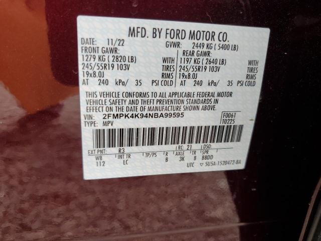 2022 FORD EDGE TITAN 2FMPK4K94NBA99595
