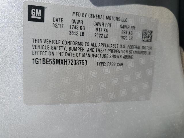 2017 CHEVROLET CRUZE LT 1G1BE5SMXH7233760